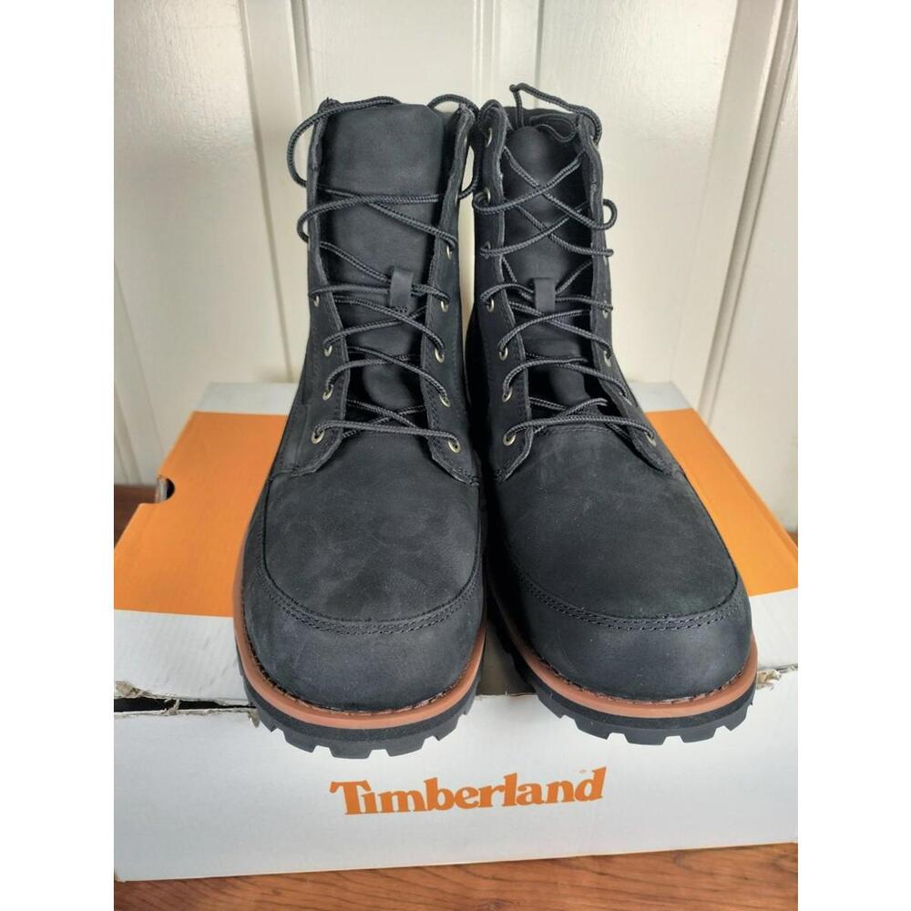 Timberland Men's Attleboro Mid Lace Boots Jet Black Leather‎ Size 13 NIB A657D